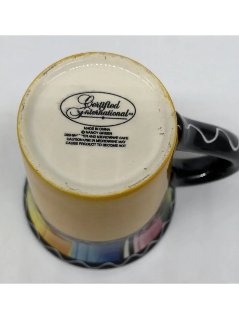 Serape By Nancy Green For Certified International Coffee Mugs Yellow D/C ‘08 EUC